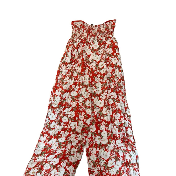 AMERICAN EAGLE Women’s Small Jumpsuit Wide Leg Floral Print Halter Top S - Picture 6 of 10
